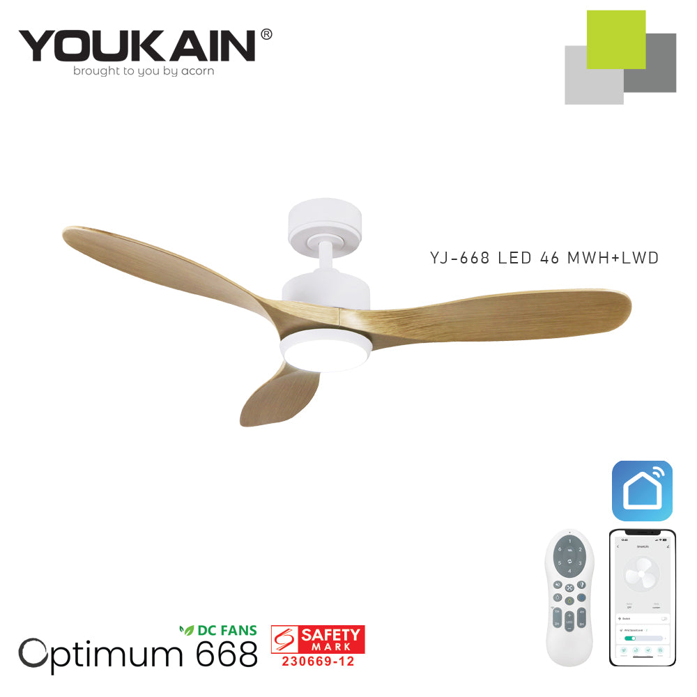 Youkain YJ-688 Smart Ceiling Fan with LED Light (Downrod)