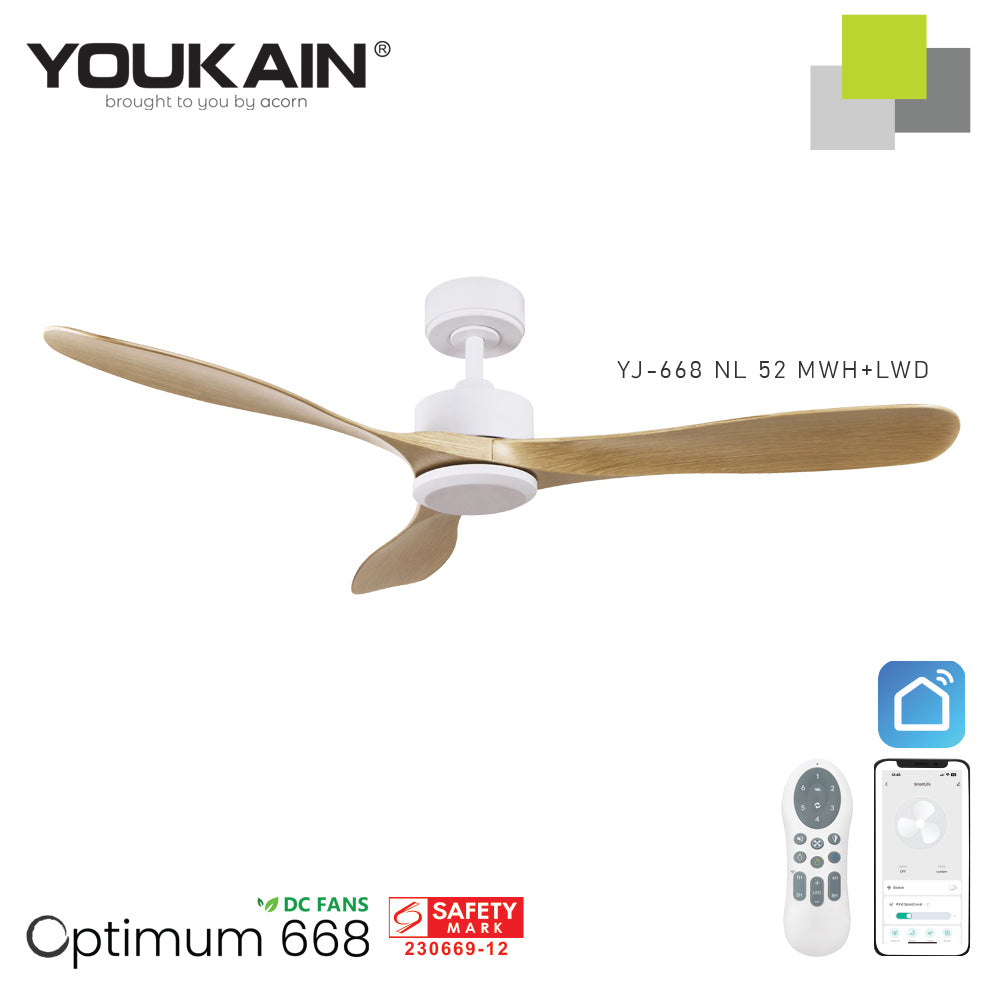 Youkain YJ-688 Smart Ceiling Fan without LED Light (Downrod)