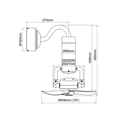 Acorn DC-360 16" Corner Fan