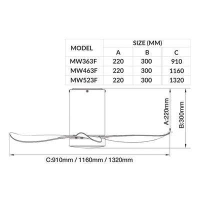 Mowe Helios 3 36"/46"/52" Smart Ceiling Fan