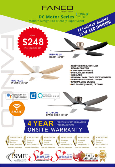 Fanco Rito Plus 46"/56" Ceiling Fan
