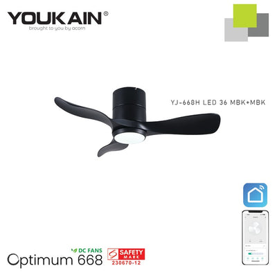 Youkain YJ-668H Smart Ceiling Fan With Light  (Hugger Flush Mount)