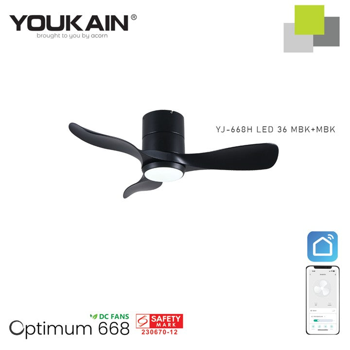 Youkain YJ-668H Smart Ceiling Fan With Light  (Hugger Flush Mount)
