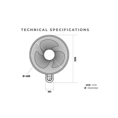 KDK M40MS 16" Wall Fan with Remote Control