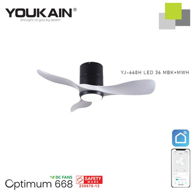 Youkain YJ-668H Smart Ceiling Fan With Light  (Hugger Flush Mount)