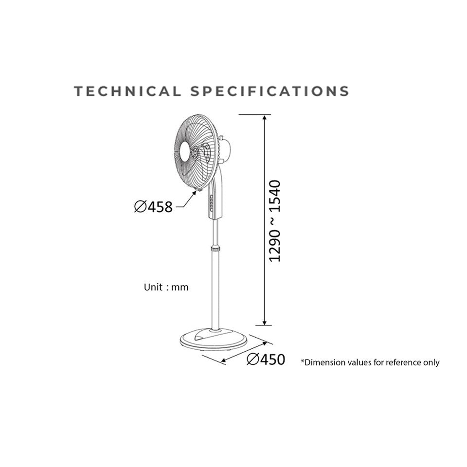 KDK P40US 16" 3-speed Stand Fan with Metal Blade