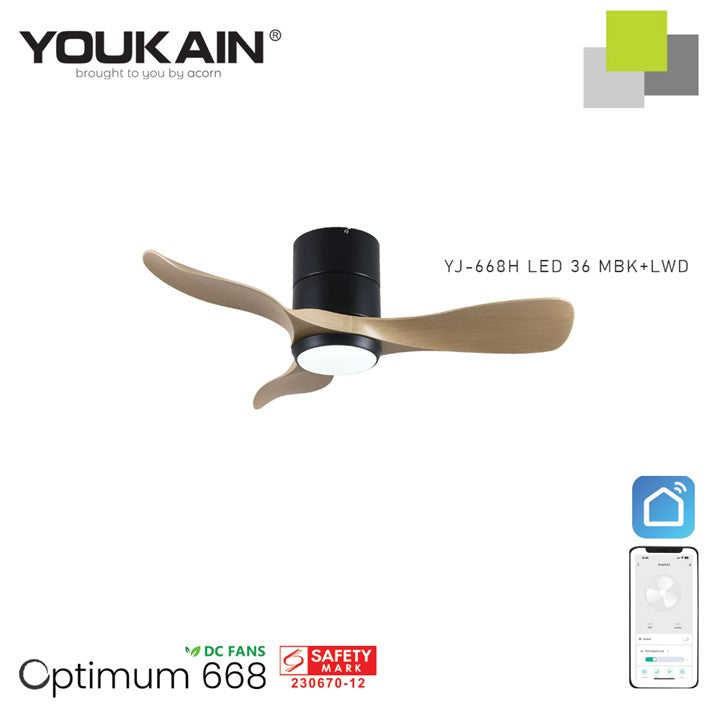 Youkain YJ-668H Smart Ceiling Fan With Light  (Hugger Flush Mount)