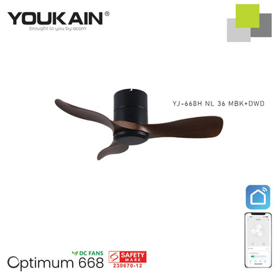 Youkain YJ-668H Smart Ceiling Fan Without Light  (Hugger Flush Mount)