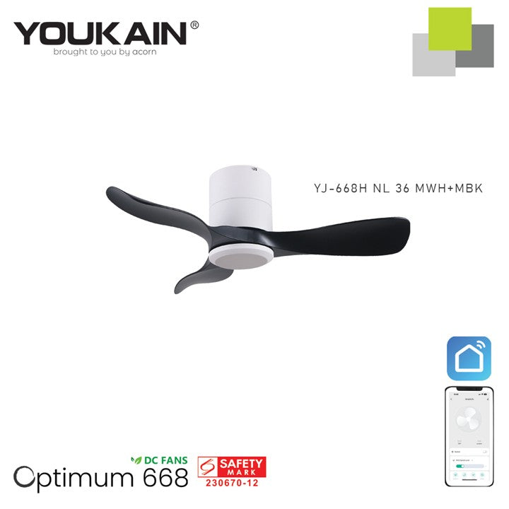 Youkain YJ-668H Smart Ceiling Fan Without Light  (Hugger Flush Mount)