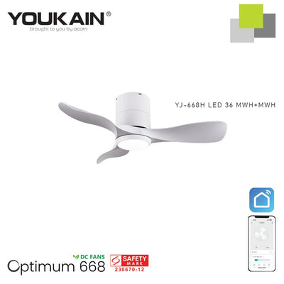 Youkain YJ-668H Smart Ceiling Fan With Light  (Hugger Flush Mount)