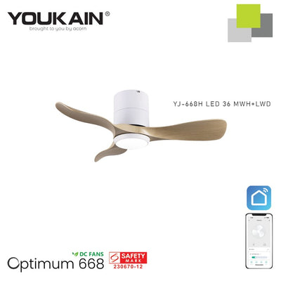 Youkain YJ-668H Smart Ceiling Fan With Light  (Hugger Flush Mount)