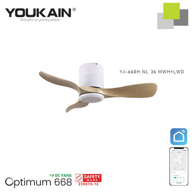 Youkain YJ-668H Smart Ceiling Fan Without Light  (Hugger Flush Mount)