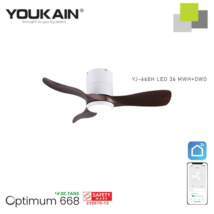 Youkain YJ-668H Smart Ceiling Fan With Light  (Hugger Flush Mount)