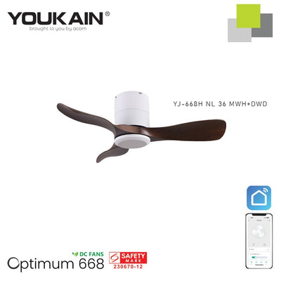 Youkain YJ-668H Smart Ceiling Fan Without Light  (Hugger Flush Mount)