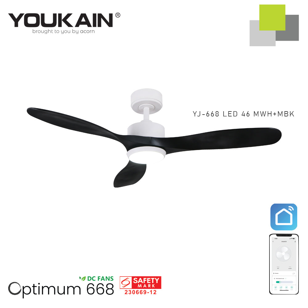 Youkain YJ-688 Smart Ceiling Fan with LED Light (Downrod)