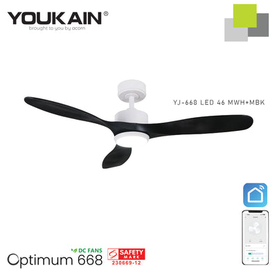 Youkain YJ-688 Smart Ceiling Fan with LED Light (Downrod)