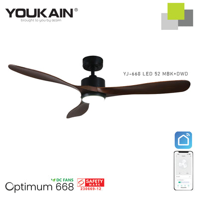 Youkain YJ-688 Smart Ceiling Fan with LED Light (Downrod)