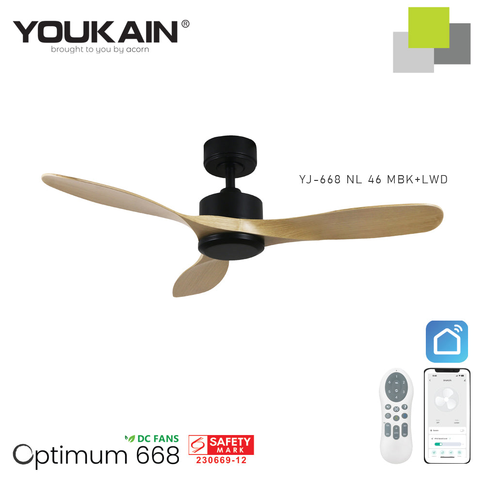 Youkain YJ-688 Smart Ceiling Fan without LED Light (Downrod)