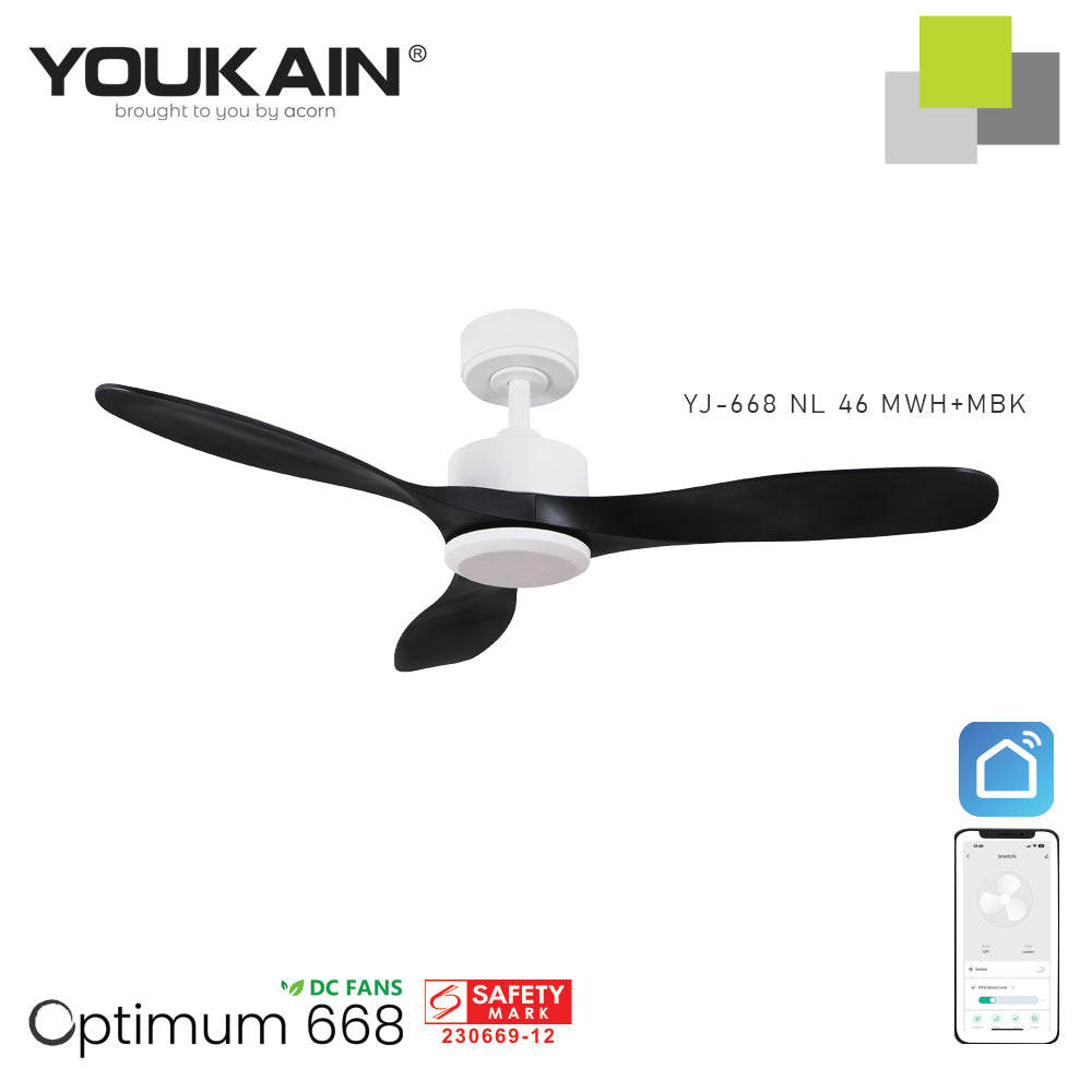 Youkain YJ-688 Smart Ceiling Fan without LED Light (Downrod)