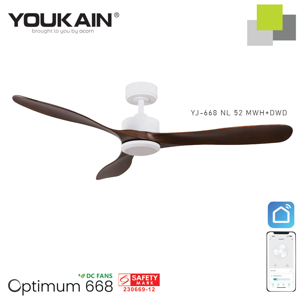 Youkain YJ-688 Smart Ceiling Fan without LED Light (Downrod)