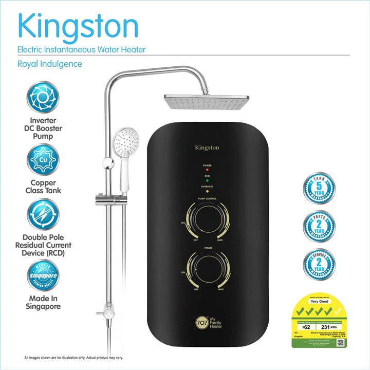 707 Kingston Instant Water Heater with Rain Shower With DC Pump